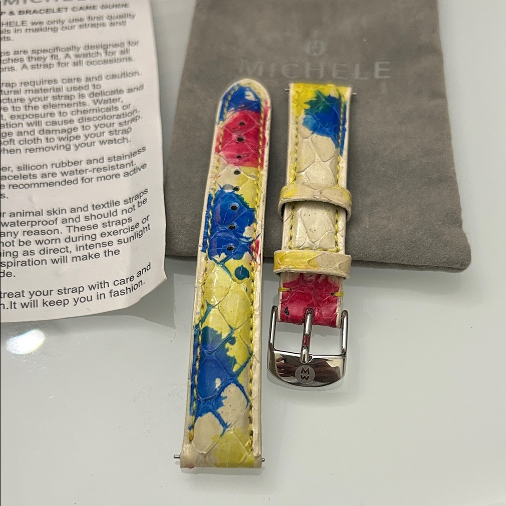 Michele Multicolor Genuine Snakeskin Leather Watch Strap Size 16